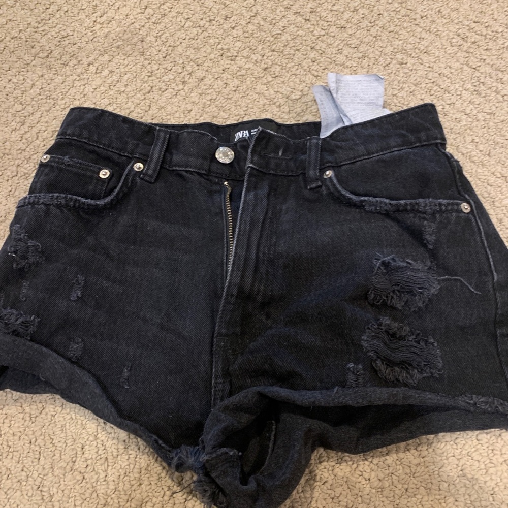 Zara black denim jean shorts